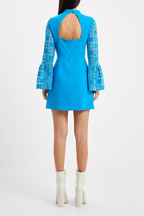 GARNET VELVET LACE MINI DRESS BLUE 3