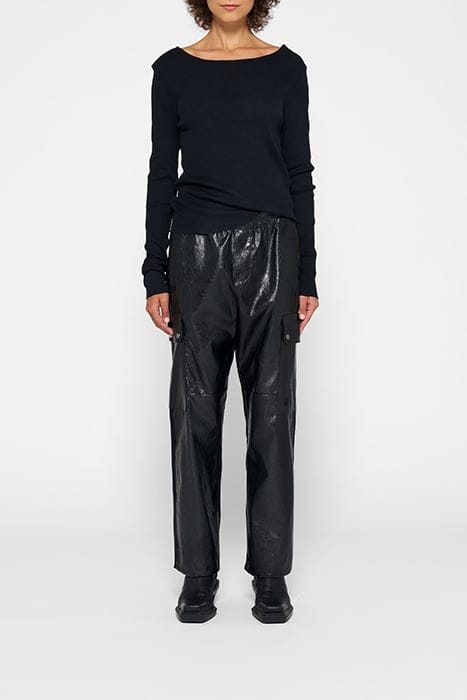LEATHER LOOK CARGO JOGGER BLACK 2