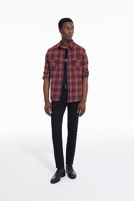 CHEMISE DROITE A CARREAUX AVEC POCHE PLAQUEES RED / BLACK 3