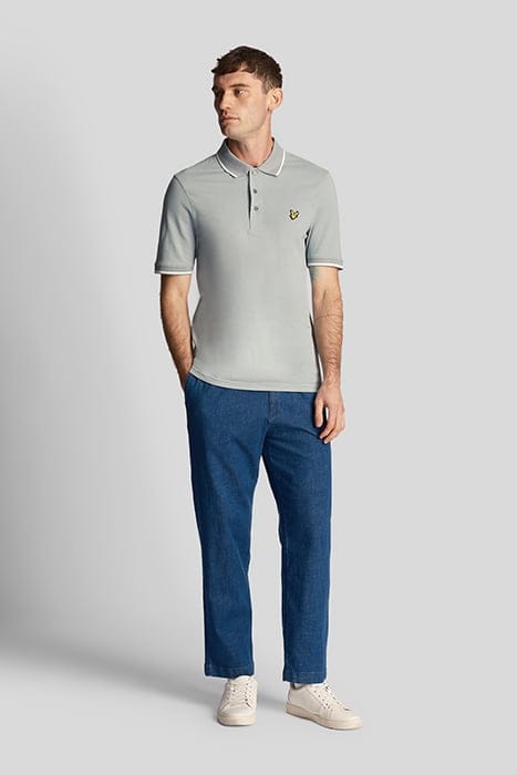 TIPPED POLO SHIRT SLATE BLUE / WHITE 3