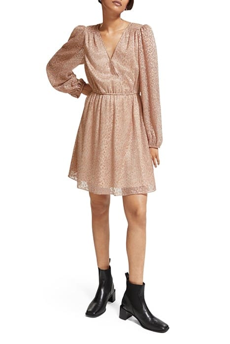 BALLOON SLEEVE MINI DRESS METALLIC ROSE 1
