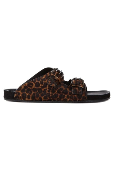 SANDALES EN CUIR ASPECT POULAIN LÉOPARD LEOPARD 1