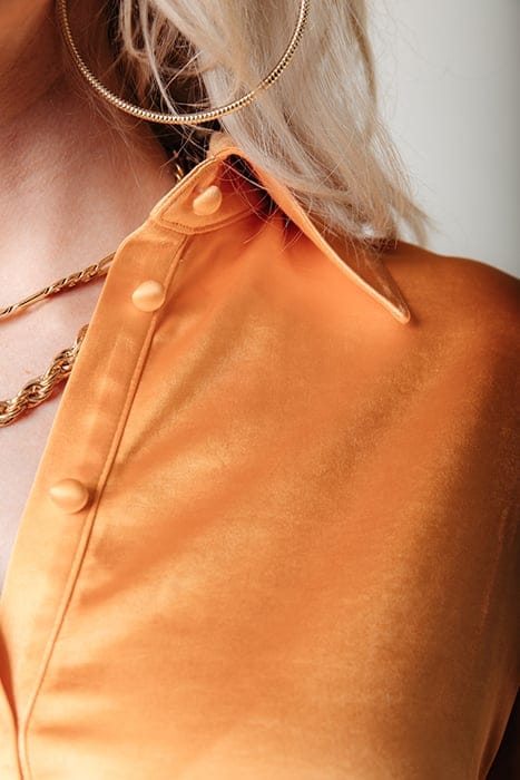 METTE SATIN WRAP DRESS LS RUST ORANGE 3