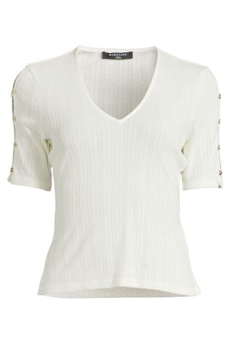 MARCIANO BY GUESS ALLISON TOP SHORT SLEEVE PALE BLOUSE PEARL 3