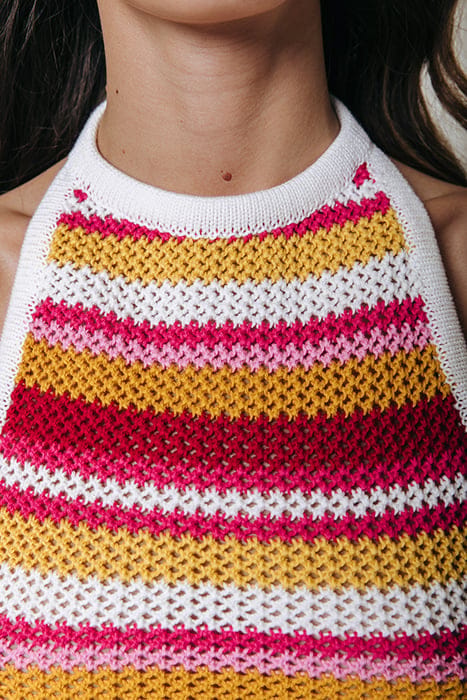 NICKY CROCHET STRIPE HALTER TOP MULTICOLOR 3