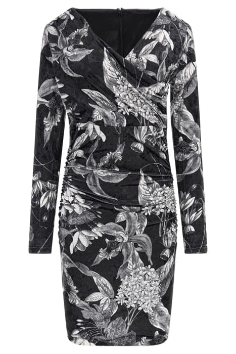 GUESS ECO LS TESS VELVET DRESS PHANTOM FLORA BLACK 3