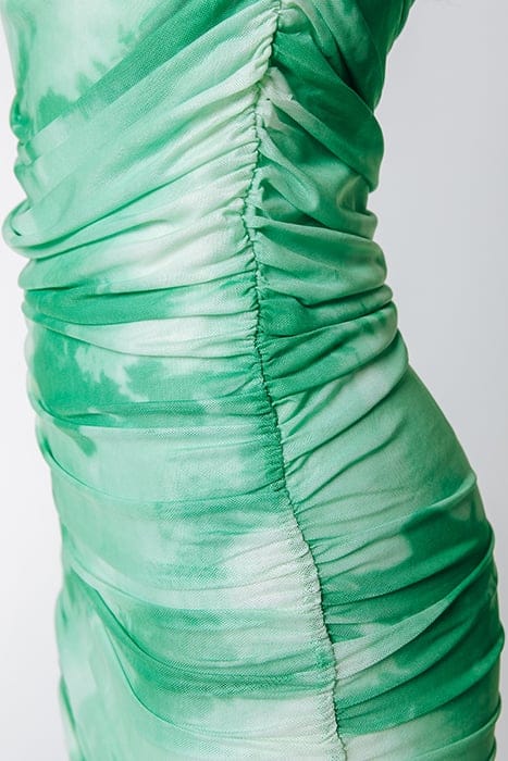 JUDA TIE DYE GATHERED MESH DRESS MINT 5