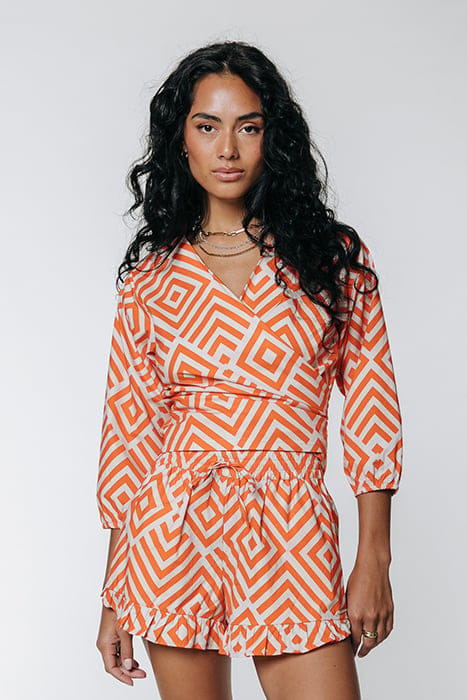 SENSA SQUARES RUFFLE SHORT BRIGHT ORANGE 1