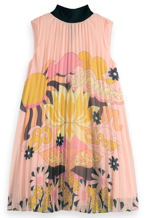 BOW PLEATED RECYCLED POLYESTER MINI DRESS BLUSH PEACH 5