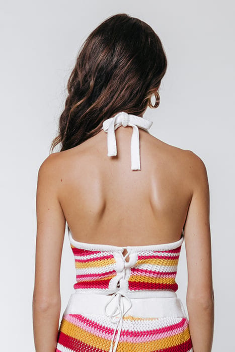 NICKY CROCHET STRIPE HALTER TOP MULTICOLOR 2