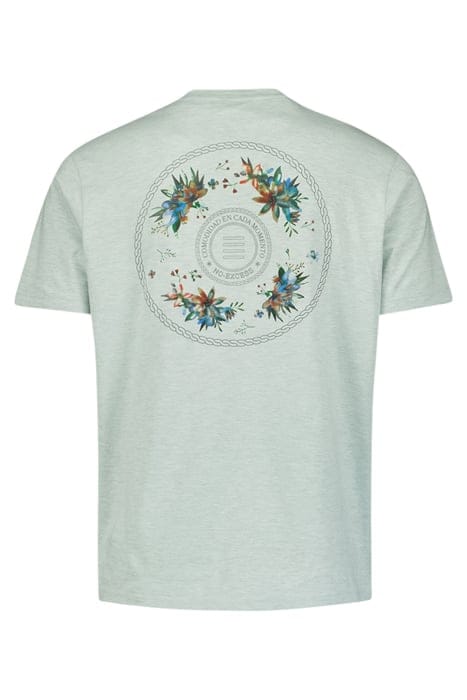 T-SHIRT CREWNECK MELANGE GARMENT DYED PLACED PRINT MINT 5