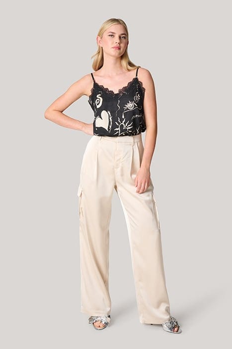 LA-SBSATIN CARGO PANTS OFFWHITE 1