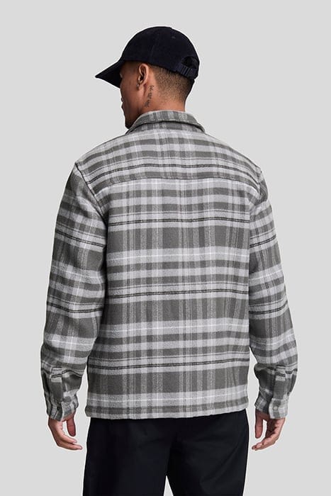 LYLE & SCOTT BRUSHED TARTAN OVERSHIRT WARM GREY 2