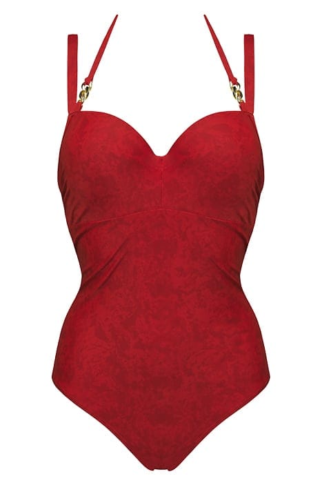 ACAPULCO RUBINE RED PLUNGE BALCONY BATHING SUIT 3