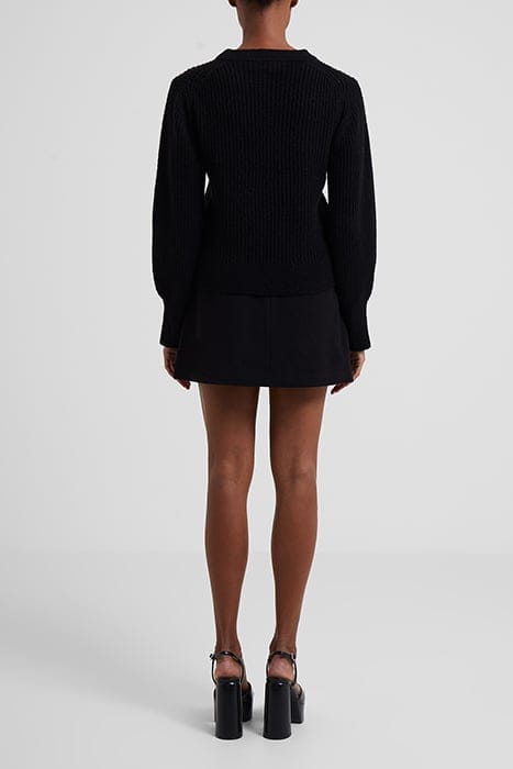 VHARI KNIT RIB CREW NECK SWEAT BLACK 2