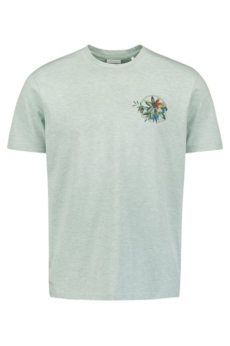 T-SHIRT CREWNECK MELANGE GARMENT DYED PLACED PRINT MINT 4