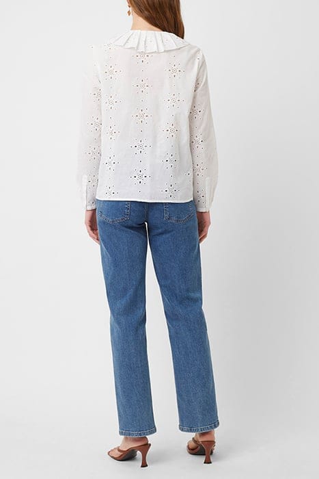 FRILL COLLAR LS RND NK BLOUSE WHITE 3