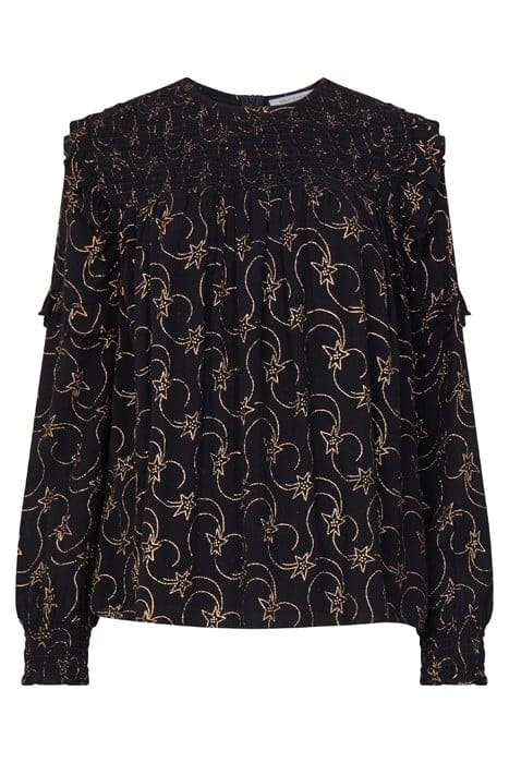 STELLAR FOIL LS RND NECK TOP BLACK 4