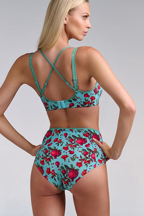 FORBIDDEN FRUIT POMEGRANATE PRINT PLUNGE BALCONY BRA 3