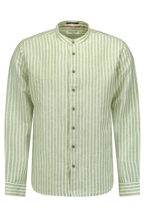 SHIRT GRANDDAD STRIPE WITH LINEN GREEN 4