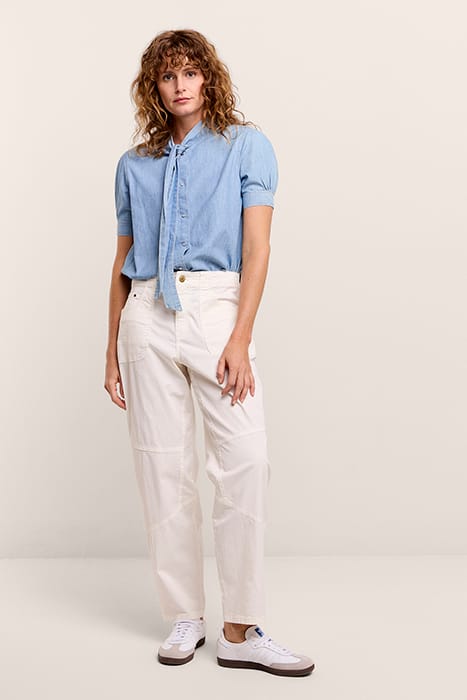 LOOSE TAPERED PANTS SLEEK STRETCH TWILL OFF WHITE 1