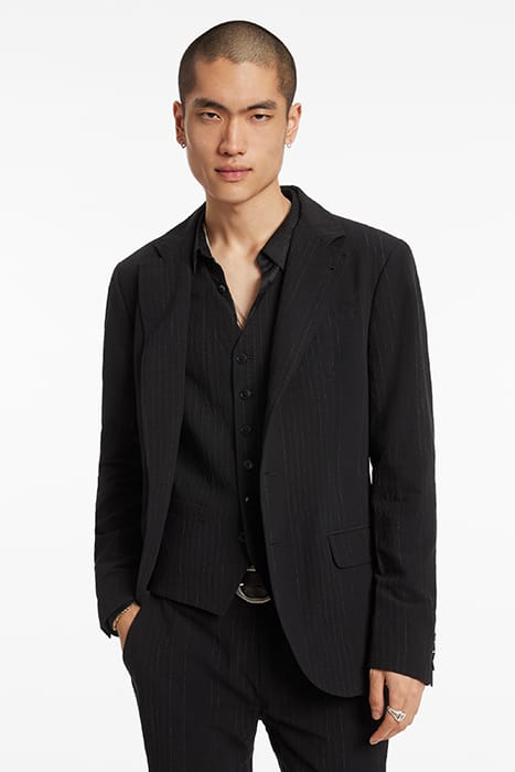 SLIM FIT NOTCH LAPEL JACKET WITH FLAP PO BLACK 1