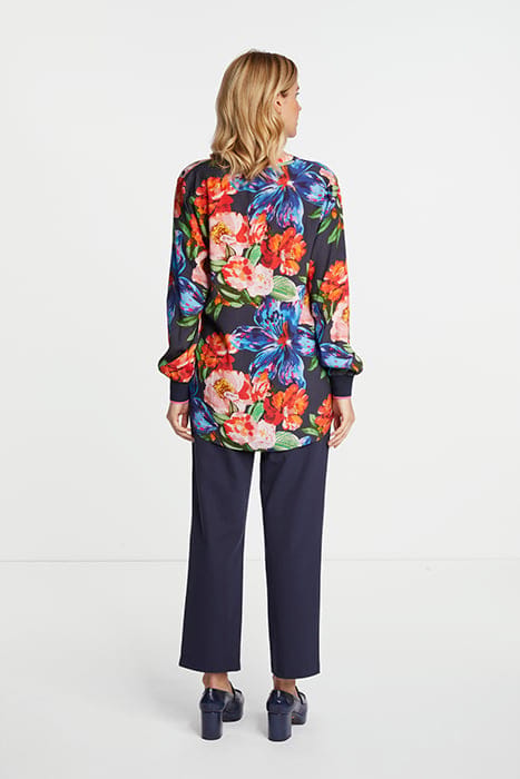 PRINTED V-NECK BLOUSE WITH KNIT CUFFS RED SALSA 3