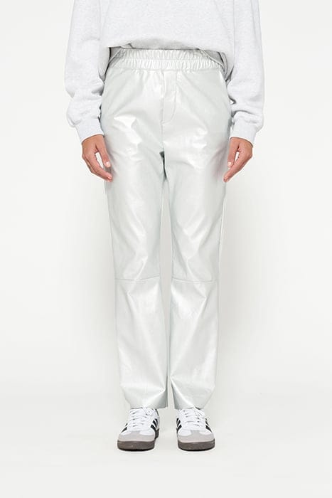 FLARED PANTS LEATHERLOOK SILVER 1