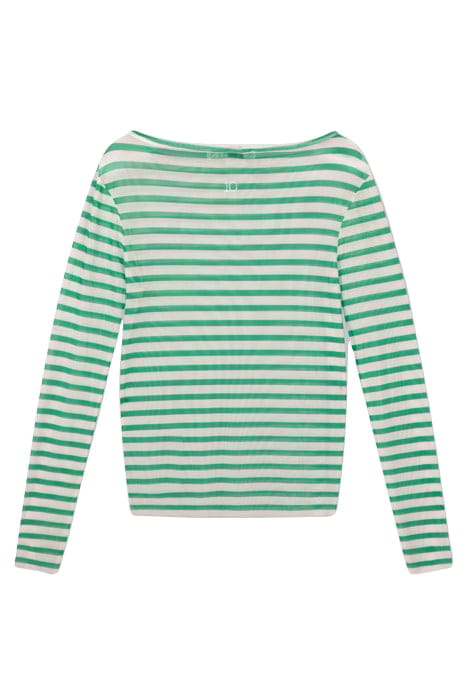 MESH TEE STRIPE ECRU/APPLE GREEN 4