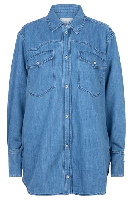 CLOVER DENIM TRUCKER SHIRT STONE BLUE 3