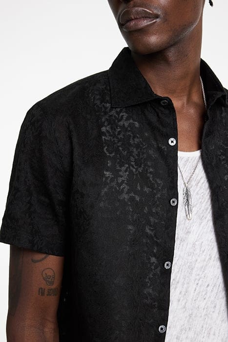 SPREAD COLLAR SHORT SLEEVE SHIRTS BLACK 3