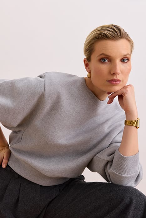 ZOE PADDED SHOULDER SWEATER GREY MELANGE 2
