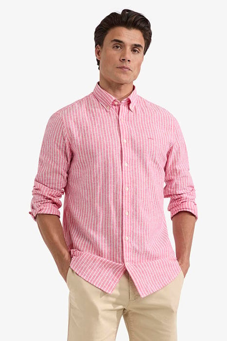 COTTON LINEN STRIPE SHIRT RED 1