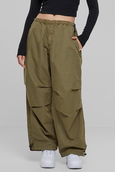 LADIES COTTON PARACHUTE PANTS TINIOLIVE 1
