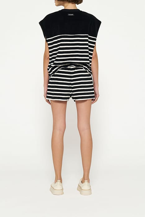 TERRY SLEEVELESS SWEATER STRIPES BLACK/ECRU 3