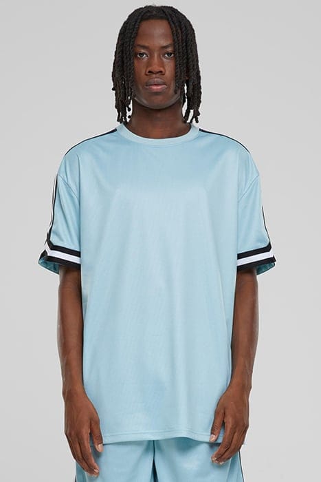 OVERSIZED STRIPES MESH TEE OCEANBLUE 1
