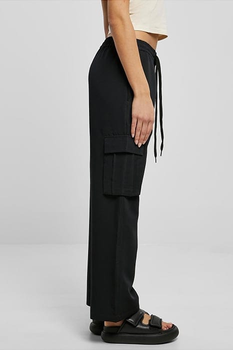 LADIES VICOSE STRAIGHT LEG CARGO PANTS BLACK 7