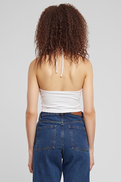 LADIES CROPPED NECKHOLDER TOP WHITE 2