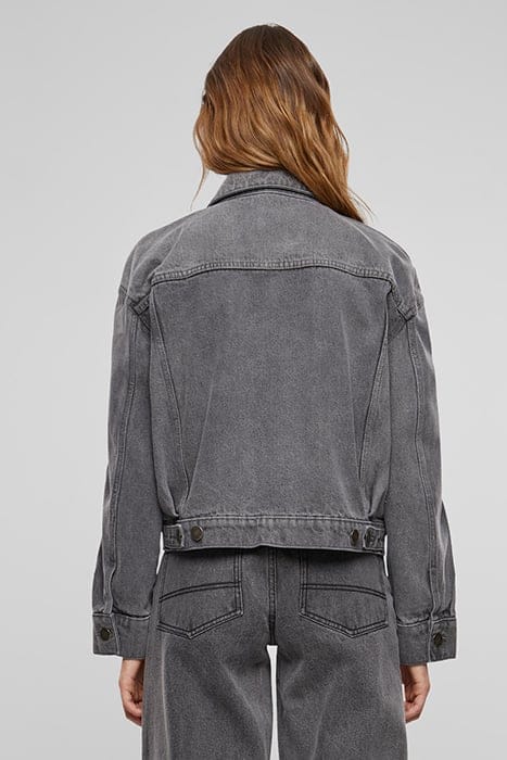 LADIES 80‘S OVERSIZED DENIM JACKET NEW GREY WASHED 2