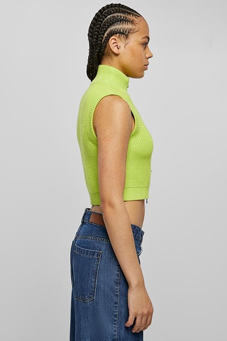LADIES SHORT KNIT VEST FROZENYELLOW 7