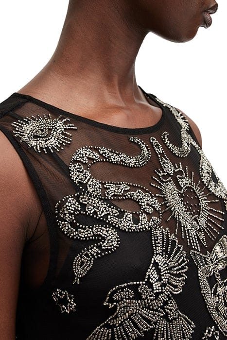 RYE EMB MAXI DRESS BLACK/GUNMETAL 6