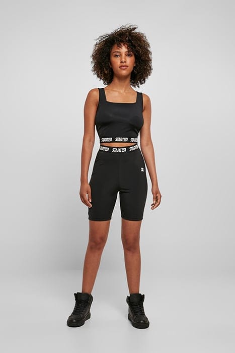 LADIES STARTER LOGO TAPE CYCLE SHORTS BLACK 3