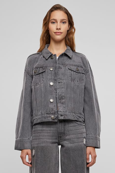 LADIES 80‘S OVERSIZED DENIM JACKET NEW GREY WASHED 1