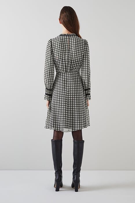 VERITY GINGHAM MINI DRESS BLACK/CREAM 2
