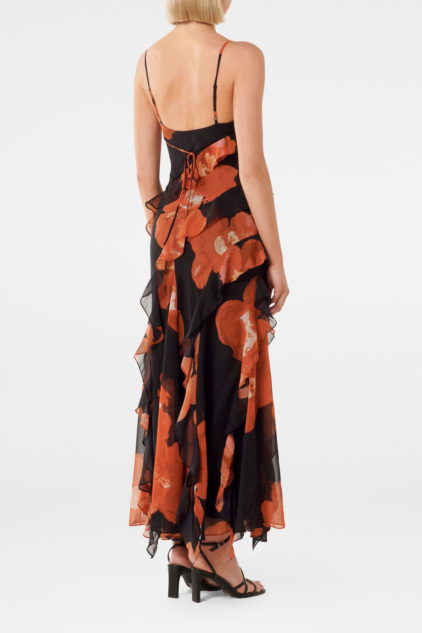 POPPY RUFFLE GOWN RED AMERY FLORAL 2
