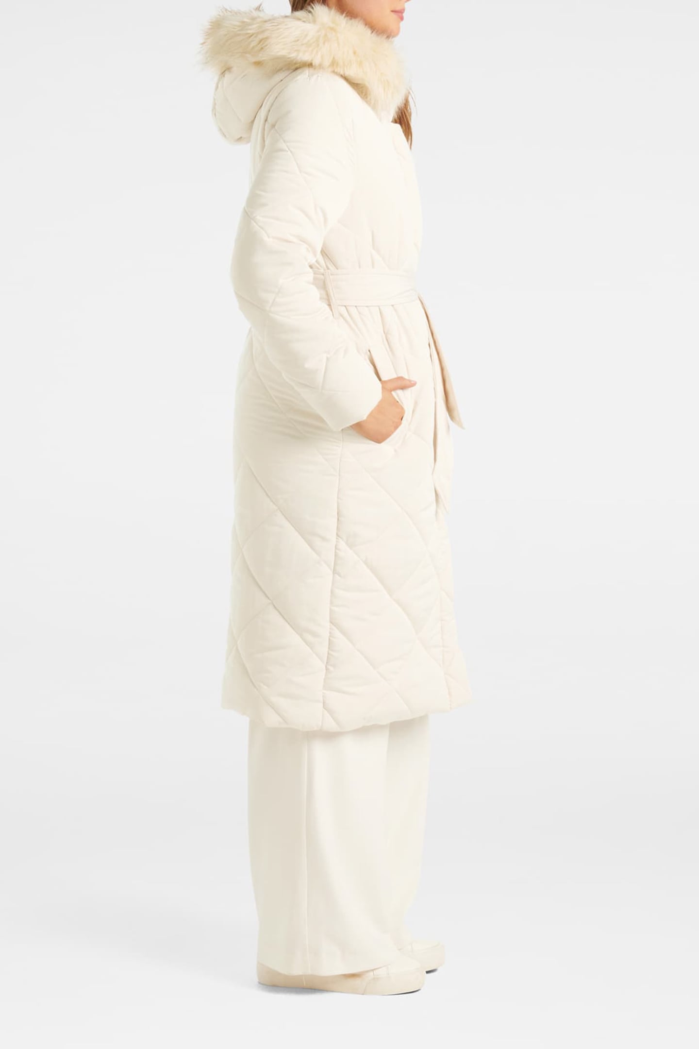 TESSA QUILTED LONGLINE PUFFER JACKET CREAM 4