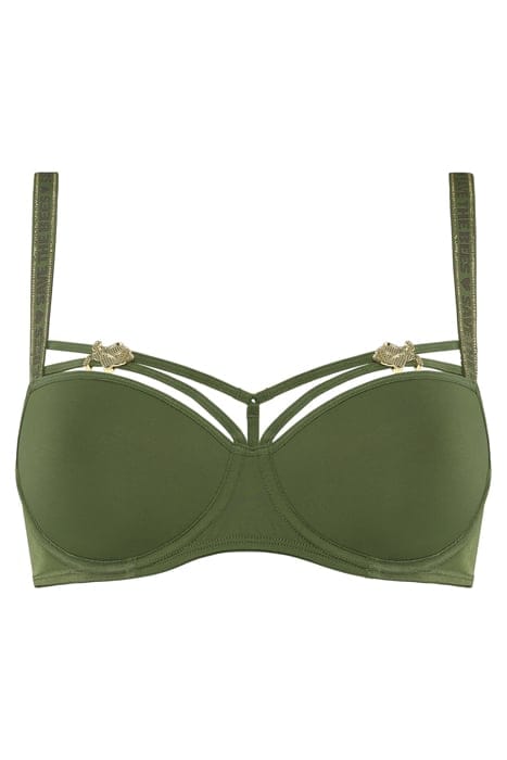 QUEEN BEE OLIVE GREEN PLUNGE BALCONY BRA 3