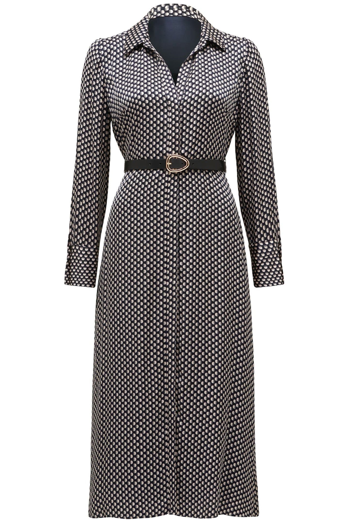 JANINE PETITE SATIN MIDI SHIRT DRESS NAVY KITSON GEO 3