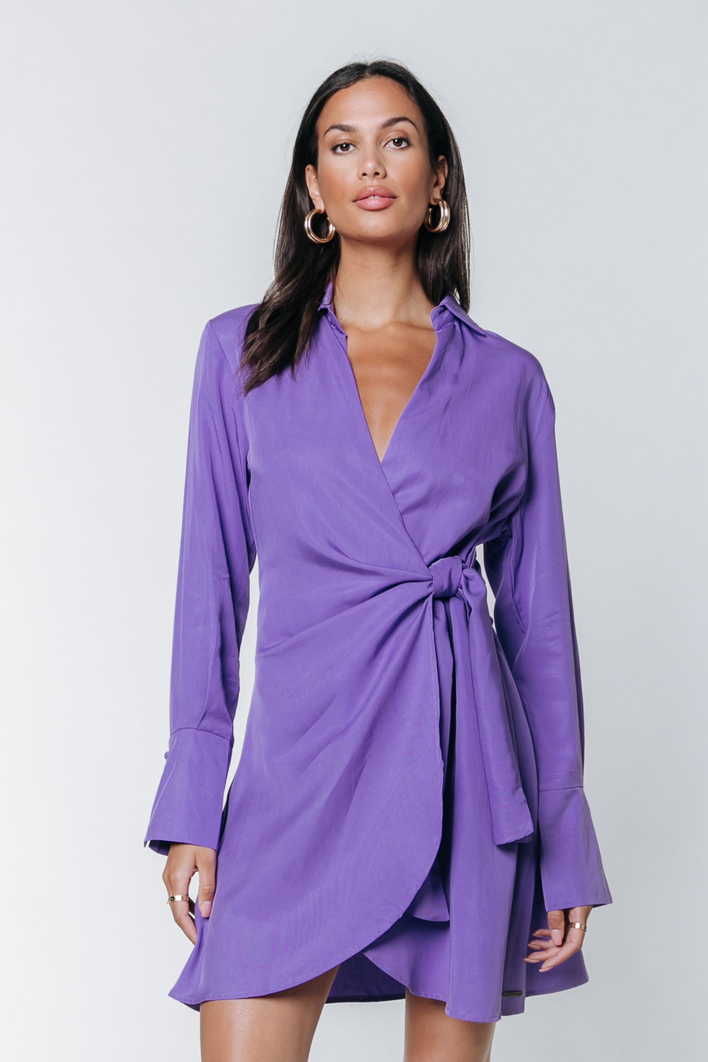 HETTE UNI WRAP MINI DRESS MEDIUM PURPLE 1
