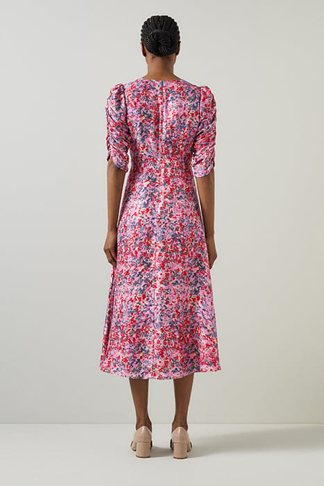 ERIN JACQAURD MIDI DRESS PINK 2